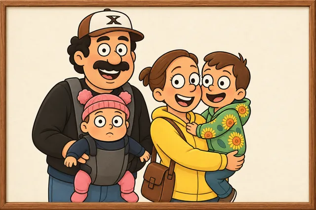 Illustrated portrait of our family